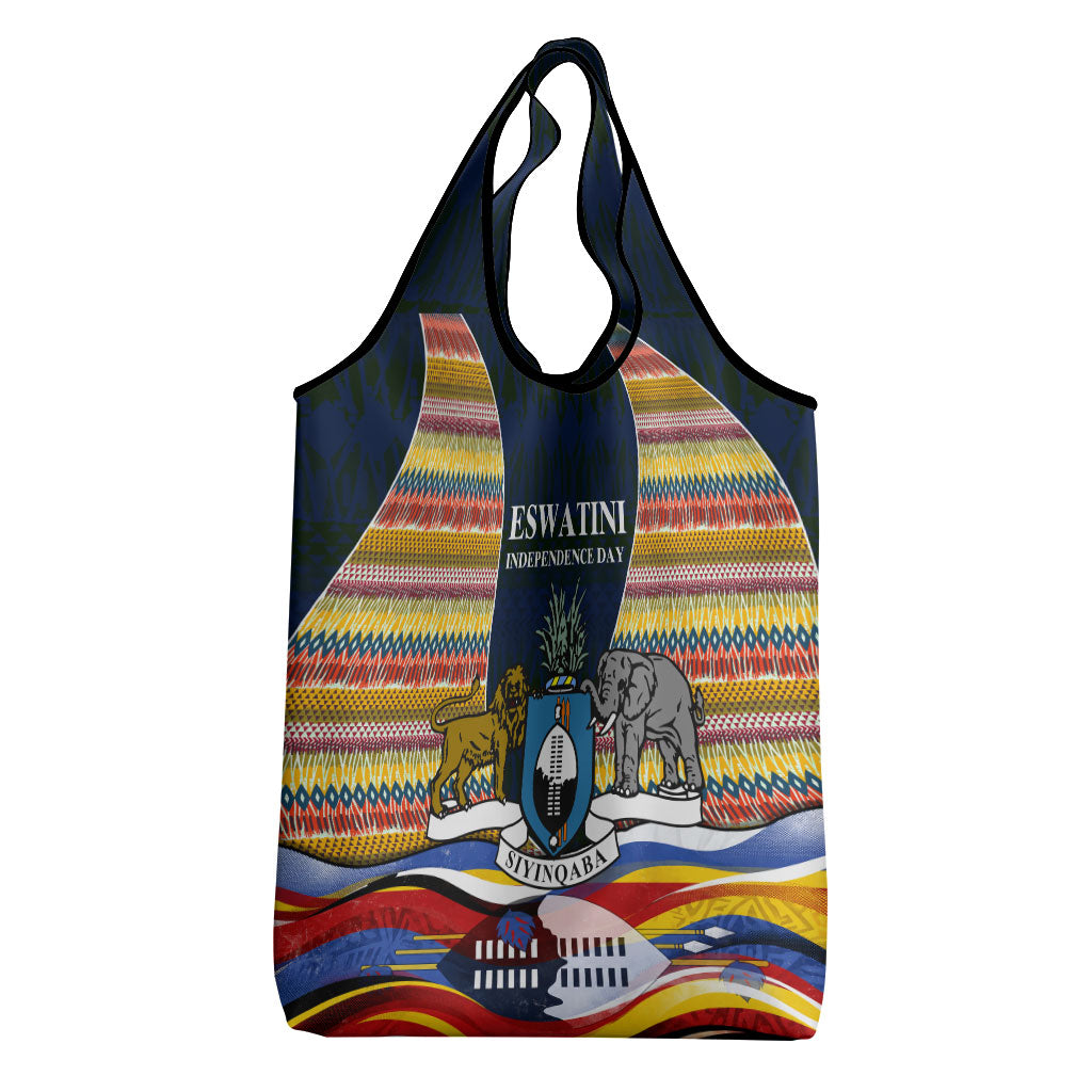 Eswatini Independence Day Grocery Bag Freedom Pride - Lion Elephant - Strelitzia Flowers