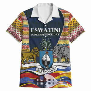 Eswatini Independence Day Hawaiian Shirt Freedom Pride - Lion Elephant - Strelitzia Flowers