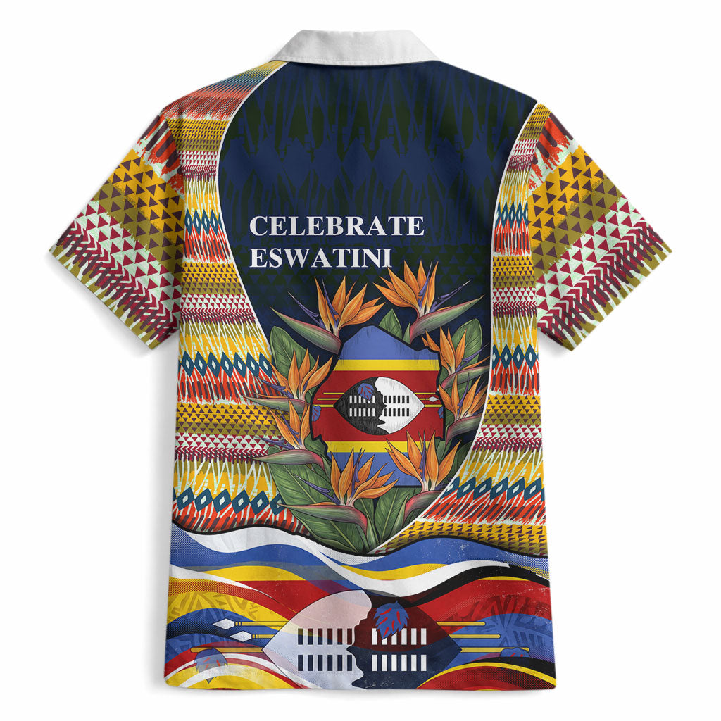 Eswatini Independence Day Hawaiian Shirt Freedom Pride - Lion Elephant - Strelitzia Flowers
