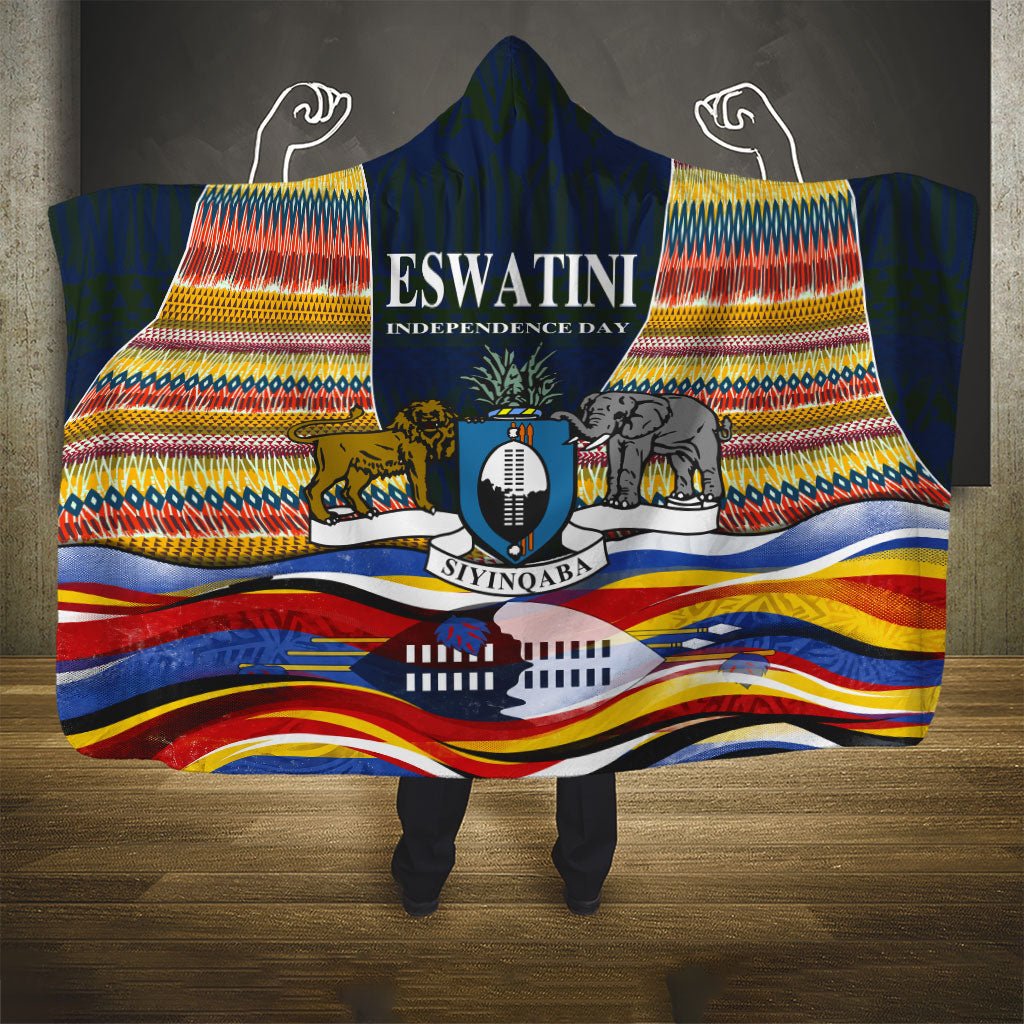 Eswatini Independence Day Hooded Blanket Freedom Pride - Lion Elephant - Strelitzia Flowers