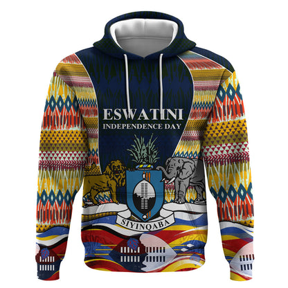 Eswatini Independence Day Hoodie Freedom Pride - Lion Elephant - Strelitzia Flowers
