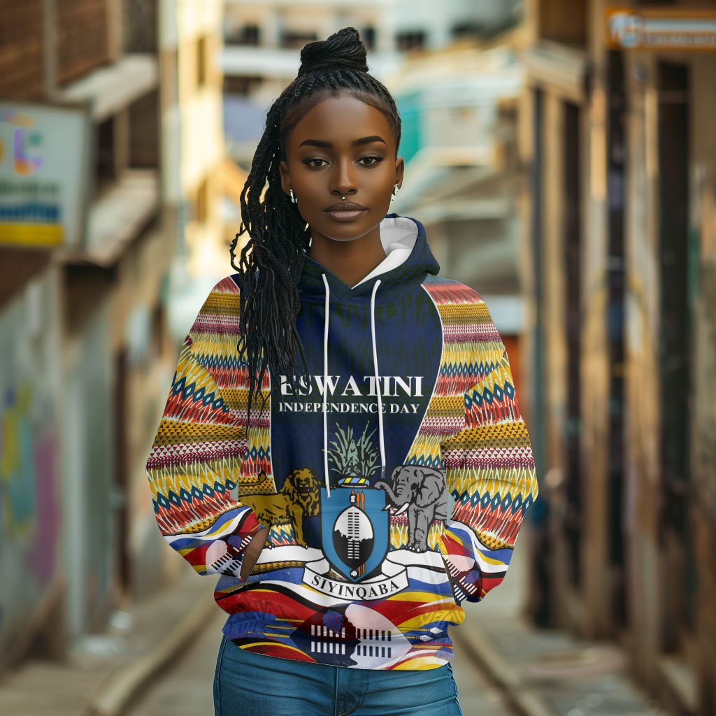 Eswatini Independence Day Hoodie Freedom Pride - Lion Elephant - Strelitzia Flowers