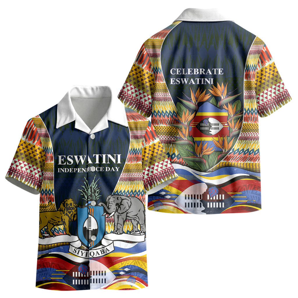 Eswatini Independence Day Kid Hawaiian Shirt Freedom Pride - Lion Elephant - Strelitzia Flowers