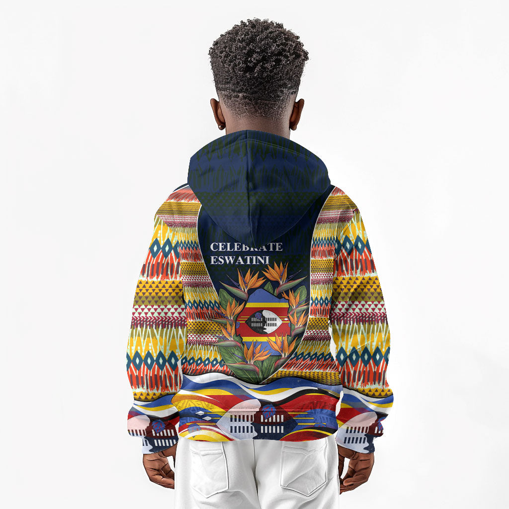 Eswatini Independence Day Kid Hoodie Freedom Pride - Lion Elephant - Strelitzia Flowers
