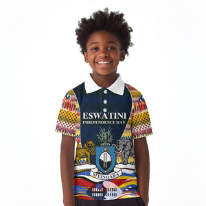 Eswatini Independence Day Kid Polo Shirt Freedom Pride - Lion Elephant - Strelitzia Flowers