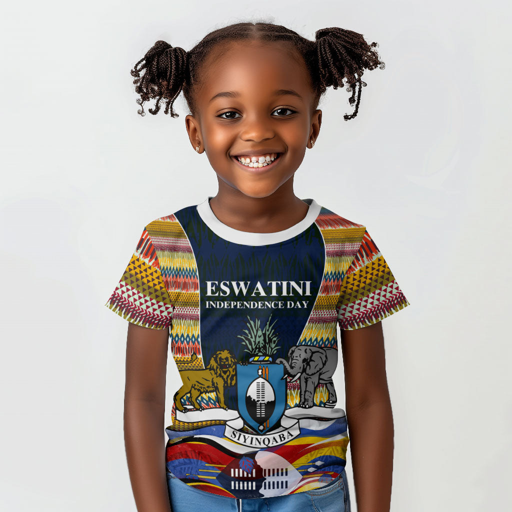 Eswatini Independence Day Kid T shirt Freedom Pride - Lion Elephant - Strelitzia Flowers