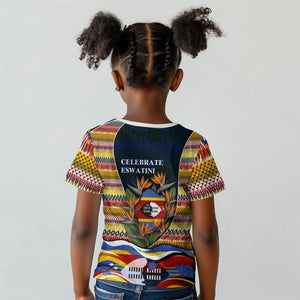 Eswatini Independence Day Kid T shirt Freedom Pride - Lion Elephant - Strelitzia Flowers