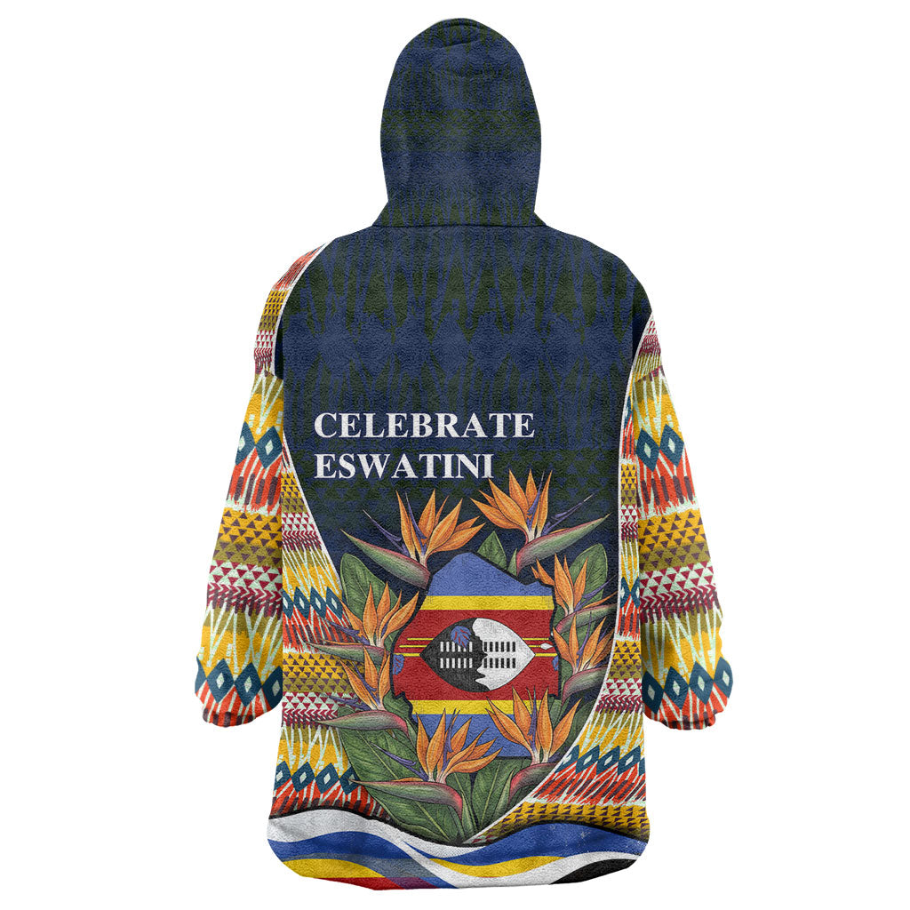 Eswatini Independence Day Kid Wearable Blanket Hoodie Freedom Pride - Lion Elephant - Strelitzia Flowers