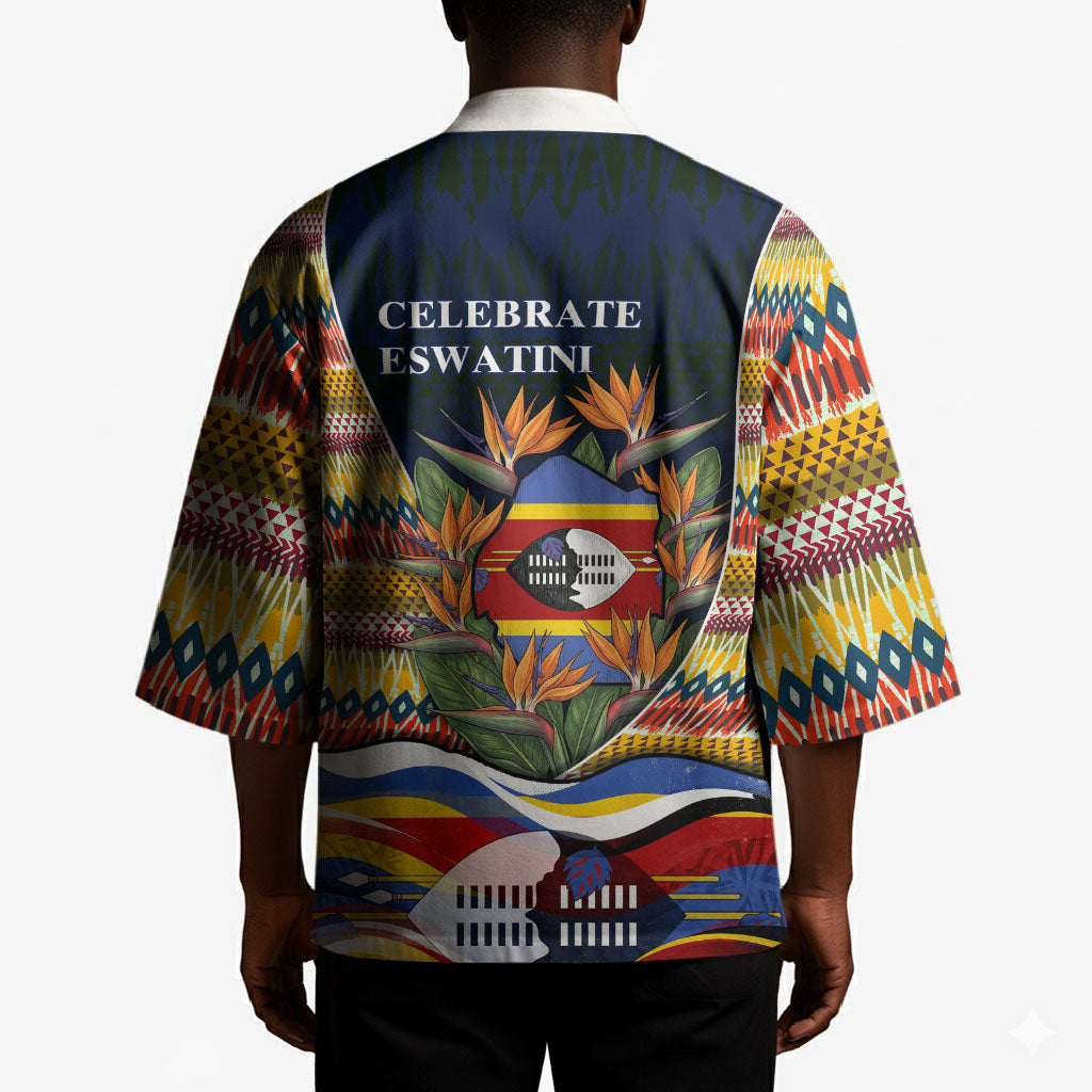 Eswatini Independence Day Kimono Freedom Pride - Lion Elephant - Strelitzia Flowers