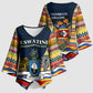 Eswatini Independence Day Kimono Sleeve Blouse Freedom Pride - Lion Elephant - Strelitzia Flowers