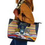 Eswatini Independence Day Leather Tote Bag Freedom Pride - Lion Elephant - Strelitzia Flowers