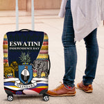 Eswatini Independence Day Luggage Cover Freedom Pride - Lion Elephant - Strelitzia Flowers