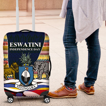 Eswatini Independence Day Luggage Cover Freedom Pride - Lion Elephant - Strelitzia Flowers