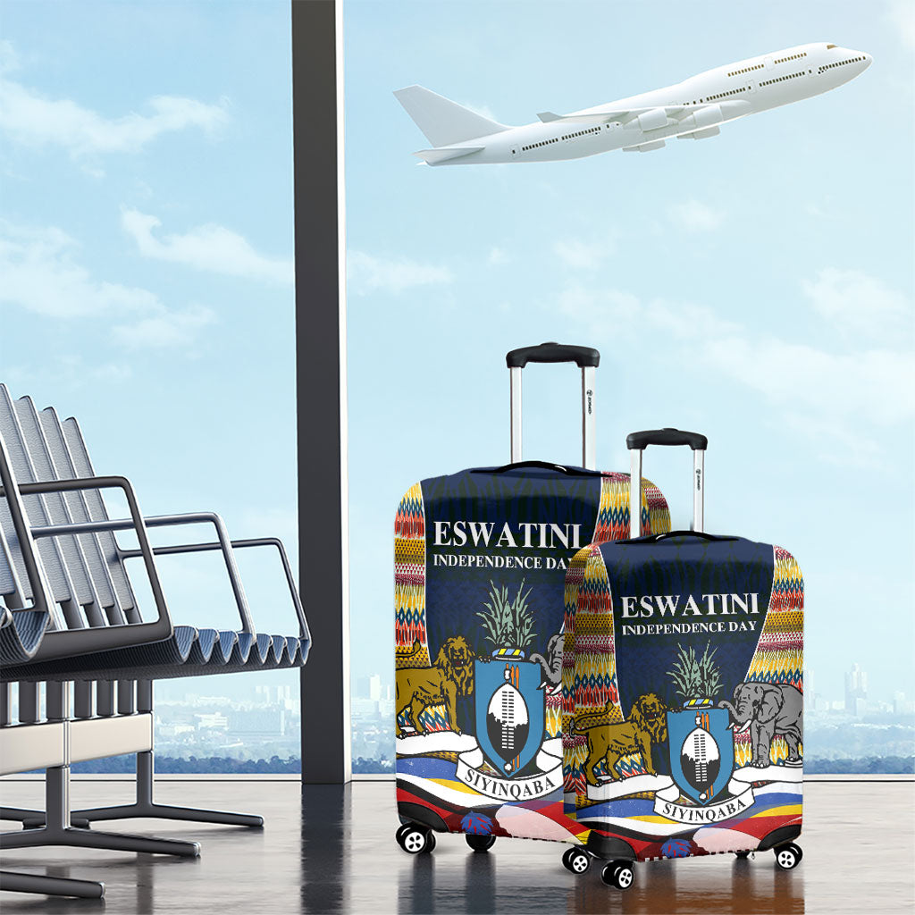Eswatini Independence Day Luggage Cover Freedom Pride - Lion Elephant - Strelitzia Flowers