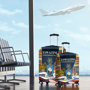 Eswatini Independence Day Luggage Cover Freedom Pride - Lion Elephant - Strelitzia Flowers