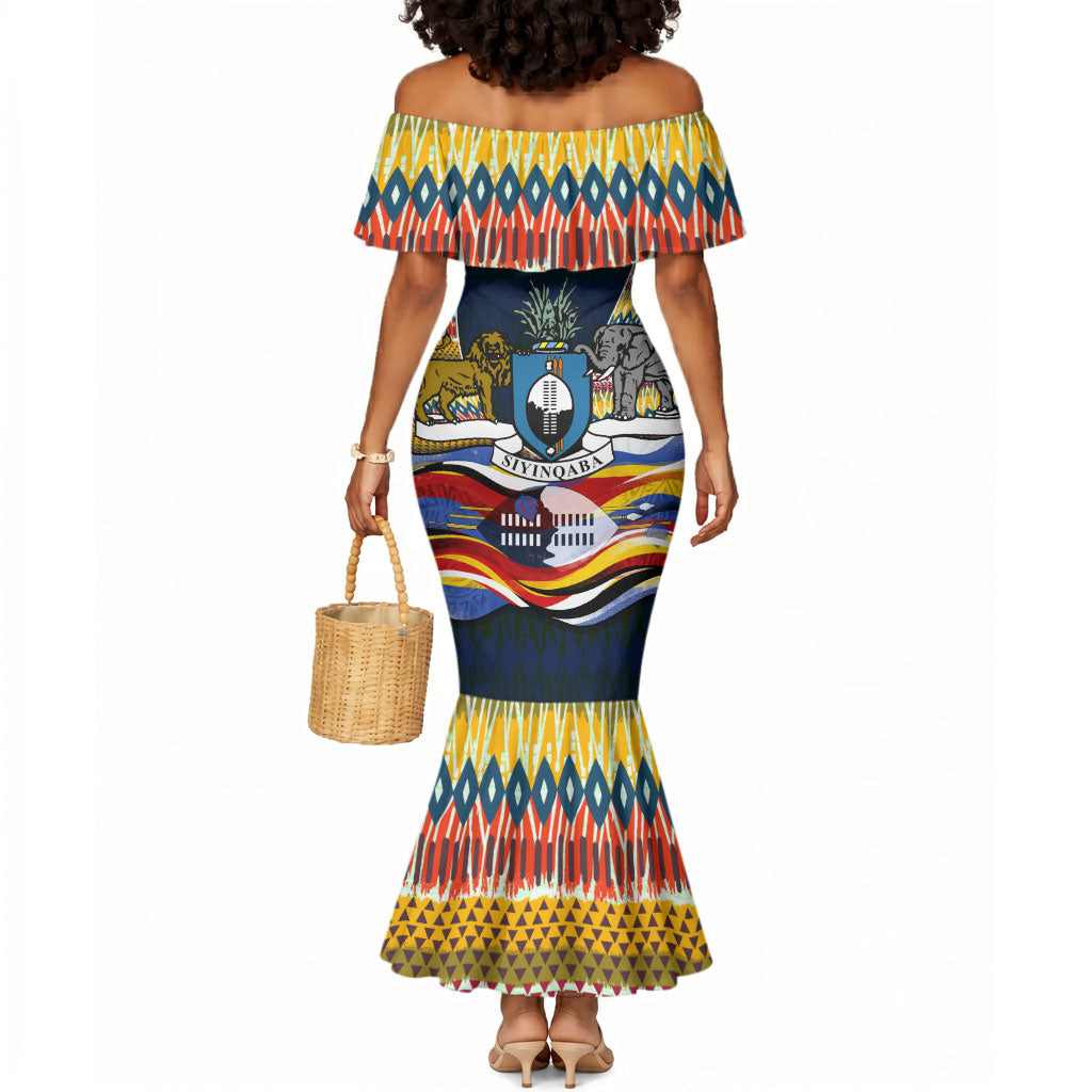 Eswatini Independence Day Mermaid Dress Freedom Pride - Lion Elephant - Strelitzia Flowers