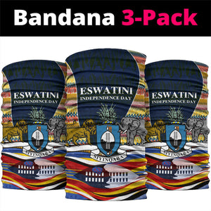 Eswatini Independence Day Neck Gaiter Freedom Pride - Lion Elephant - Strelitzia Flowers