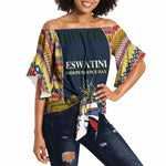 Eswatini Independence Day Off Shoulder Wrap Waist Top Freedom Pride - Lion Elephant - Strelitzia Flowers