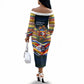 Eswatini Independence Day Off The Shoulder Long Sleeve Dress Freedom Pride - Lion Elephant - Strelitzia Flowers