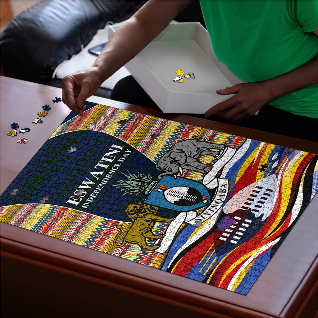 Eswatini Independence Day Puzzle Freedom Pride - Lion Elephant - Strelitzia Flowers