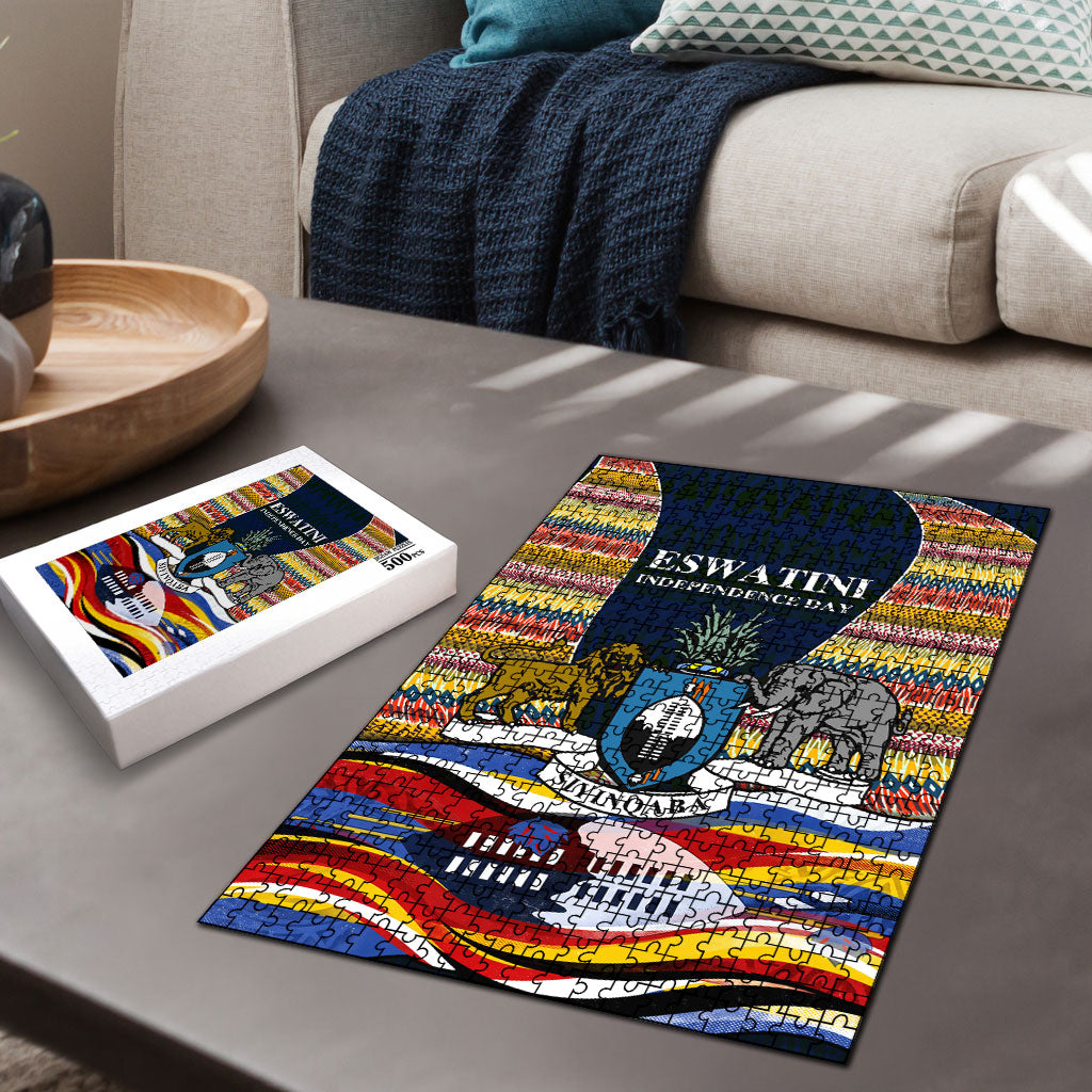 Eswatini Independence Day Puzzle Freedom Pride - Lion Elephant - Strelitzia Flowers