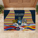 Eswatini Independence Day Rubber Doormat Freedom Pride - Lion Elephant - Strelitzia Flowers