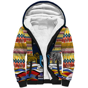 Eswatini Independence Day Sherpa Hoodie Freedom Pride - Lion Elephant - Strelitzia Flowers
