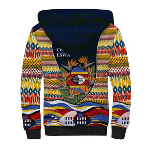 Eswatini Independence Day Sherpa Hoodie Freedom Pride - Lion Elephant - Strelitzia Flowers