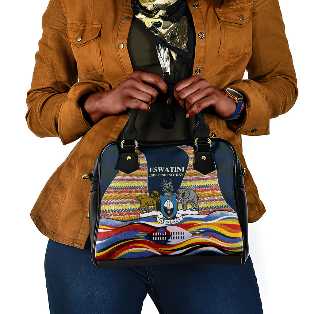 Eswatini Independence Day Shoulder Handbag Freedom Pride - Lion Elephant - Strelitzia Flowers