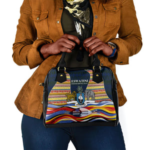 Eswatini Independence Day Shoulder Handbag Freedom Pride - Lion Elephant - Strelitzia Flowers