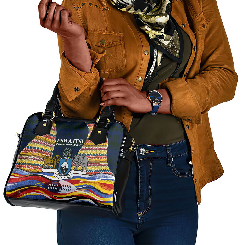 Eswatini Independence Day Shoulder Handbag Freedom Pride - Lion Elephant - Strelitzia Flowers
