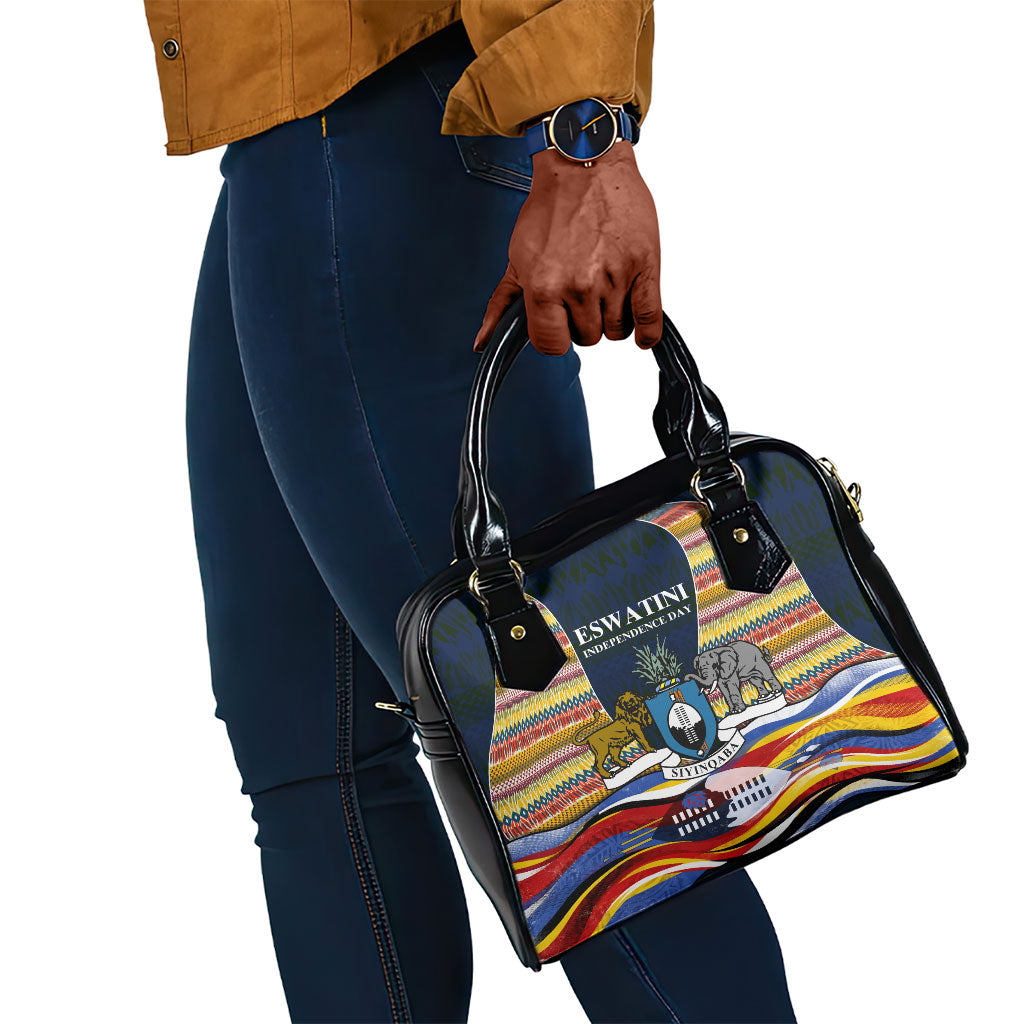 Eswatini Independence Day Shoulder Handbag Freedom Pride - Lion Elephant - Strelitzia Flowers