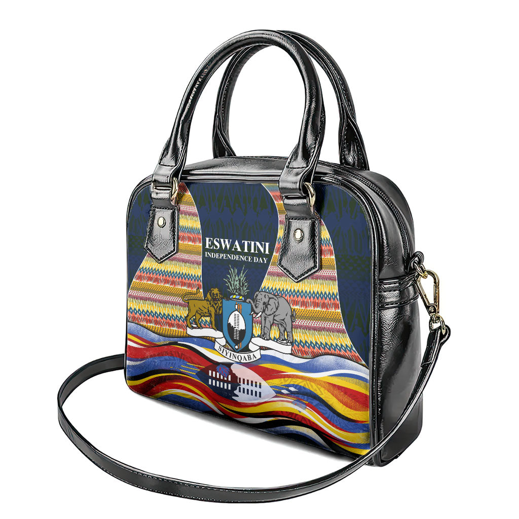 Eswatini Independence Day Shoulder Handbag Freedom Pride - Lion Elephant - Strelitzia Flowers