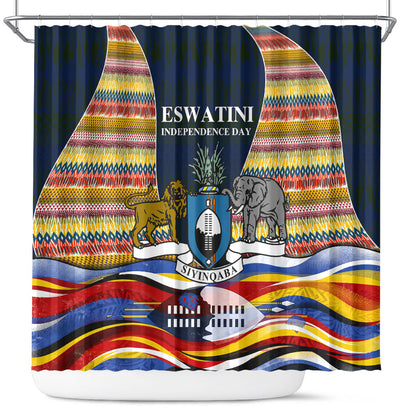 Eswatini Independence Day Shower Curtain Freedom Pride - Lion Elephant - Strelitzia Flowers