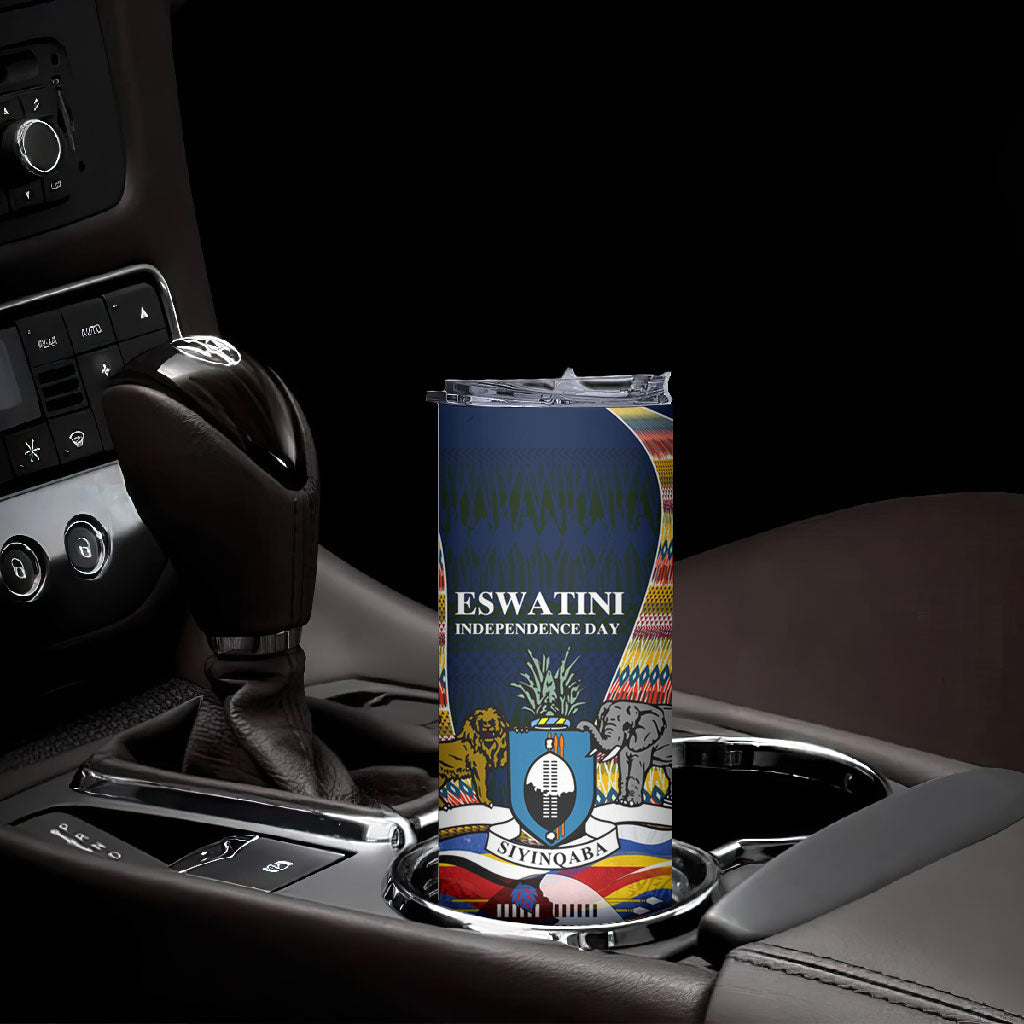 Eswatini Independence Day Skinny Tumbler Freedom Pride - Lion Elephant - Strelitzia Flowers