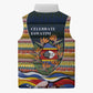 Eswatini Independence Day Sleeveless Puffer Jacket Freedom Pride - Lion Elephant - Strelitzia Flowers