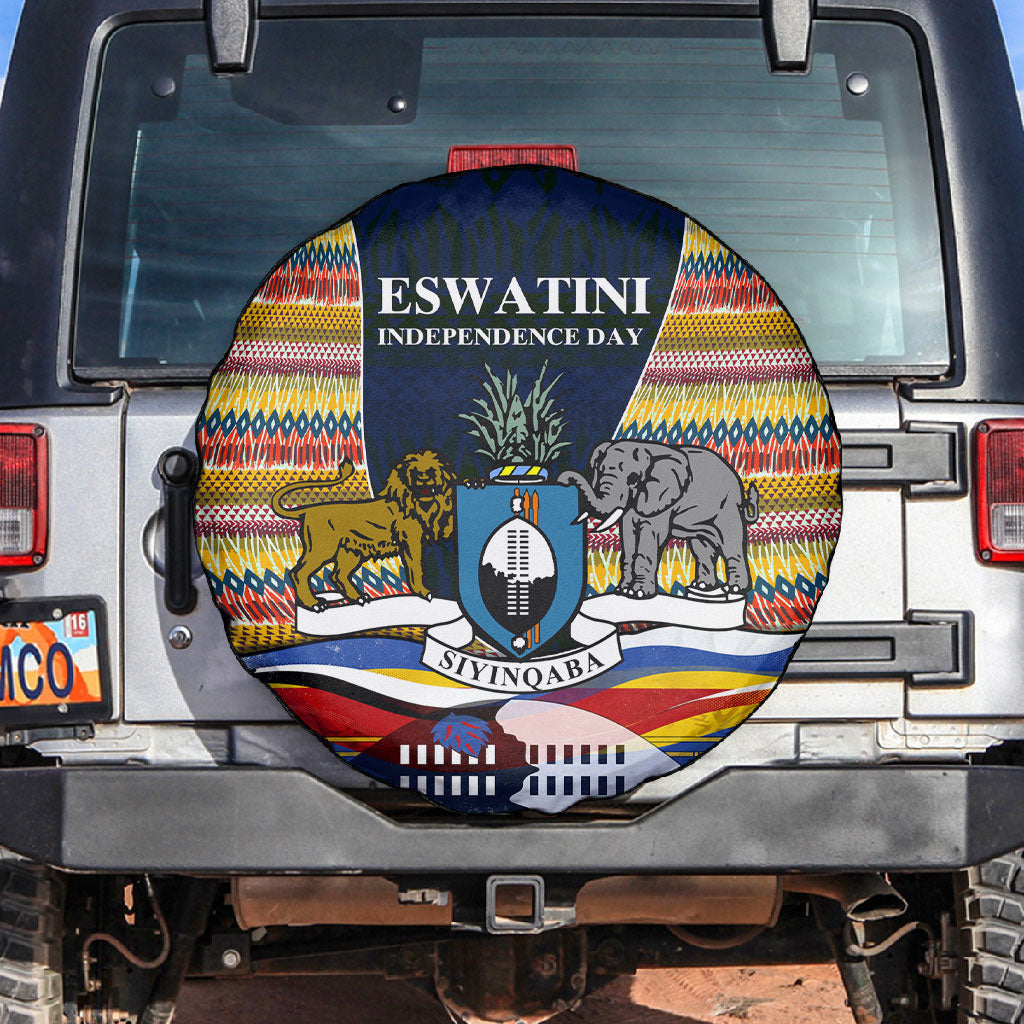 Eswatini Independence Day Spare Tire Cover Freedom Pride - Lion Elephant - Strelitzia Flowers