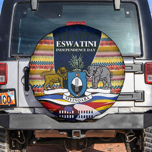 Eswatini Independence Day Spare Tire Cover Freedom Pride - Lion Elephant - Strelitzia Flowers