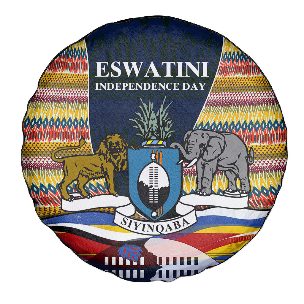 Eswatini Independence Day Spare Tire Cover Freedom Pride - Lion Elephant - Strelitzia Flowers