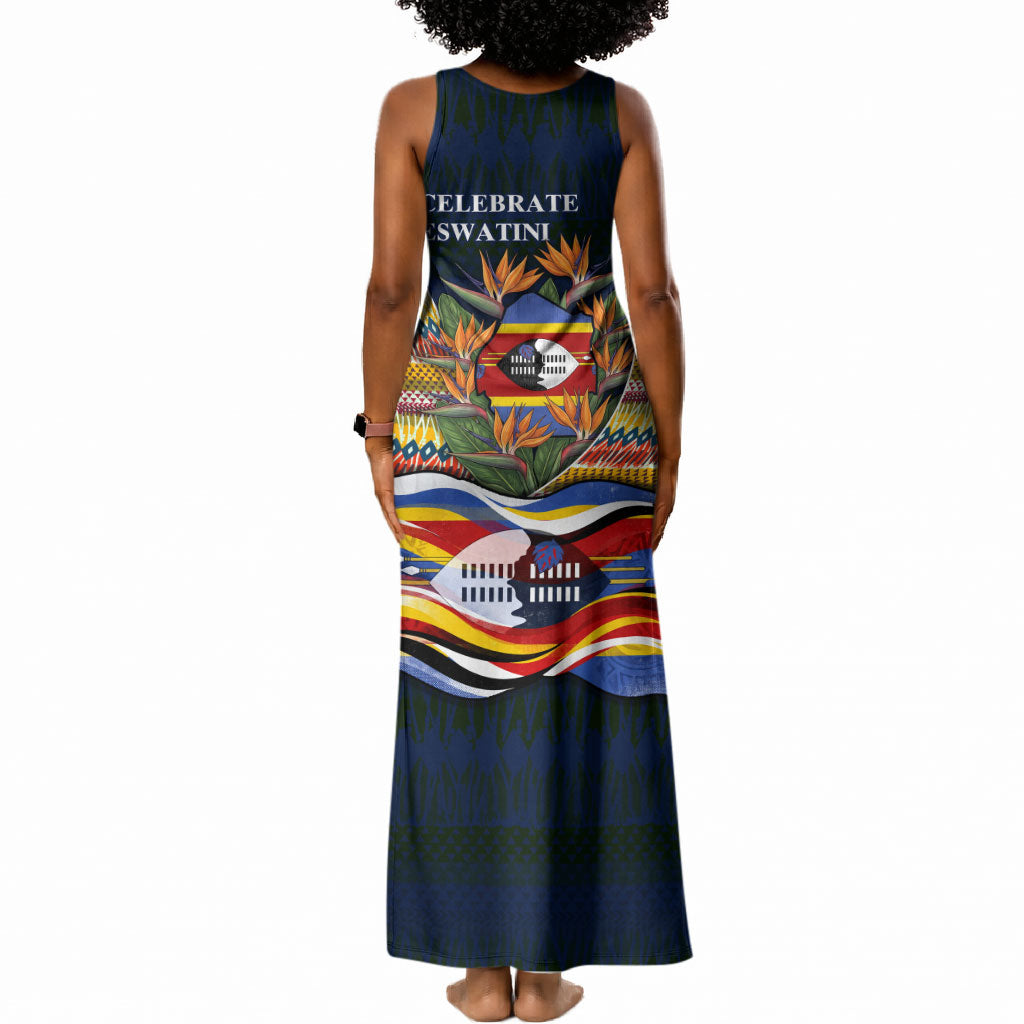 Eswatini Independence Day Tank Maxi Dress Freedom Pride - Lion Elephant - Strelitzia Flowers