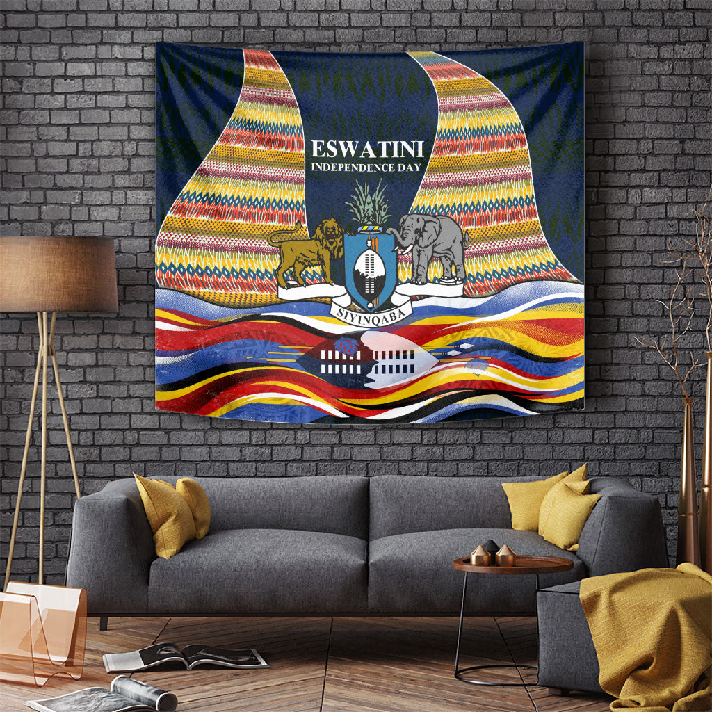 Eswatini Independence Day Tapestry Freedom Pride - Lion Elephant - Strelitzia Flowers