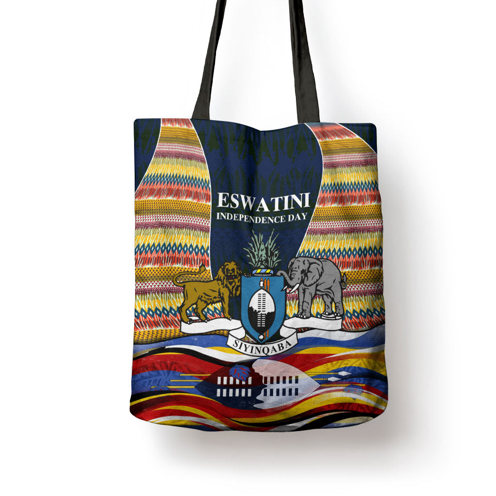 Eswatini Independence Day Tote Bag Freedom Pride - Lion Elephant - Strelitzia Flowers