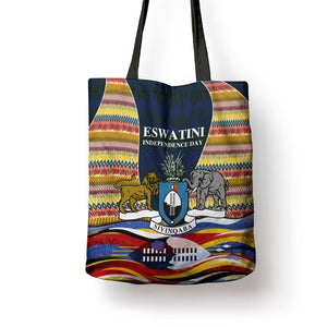 Eswatini Independence Day Tote Bag Freedom Pride - Lion Elephant - Strelitzia Flowers