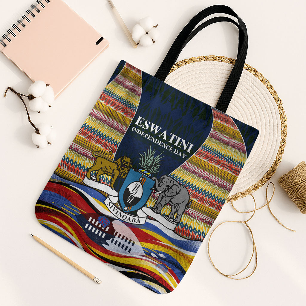 Eswatini Independence Day Tote Bag Freedom Pride - Lion Elephant - Strelitzia Flowers