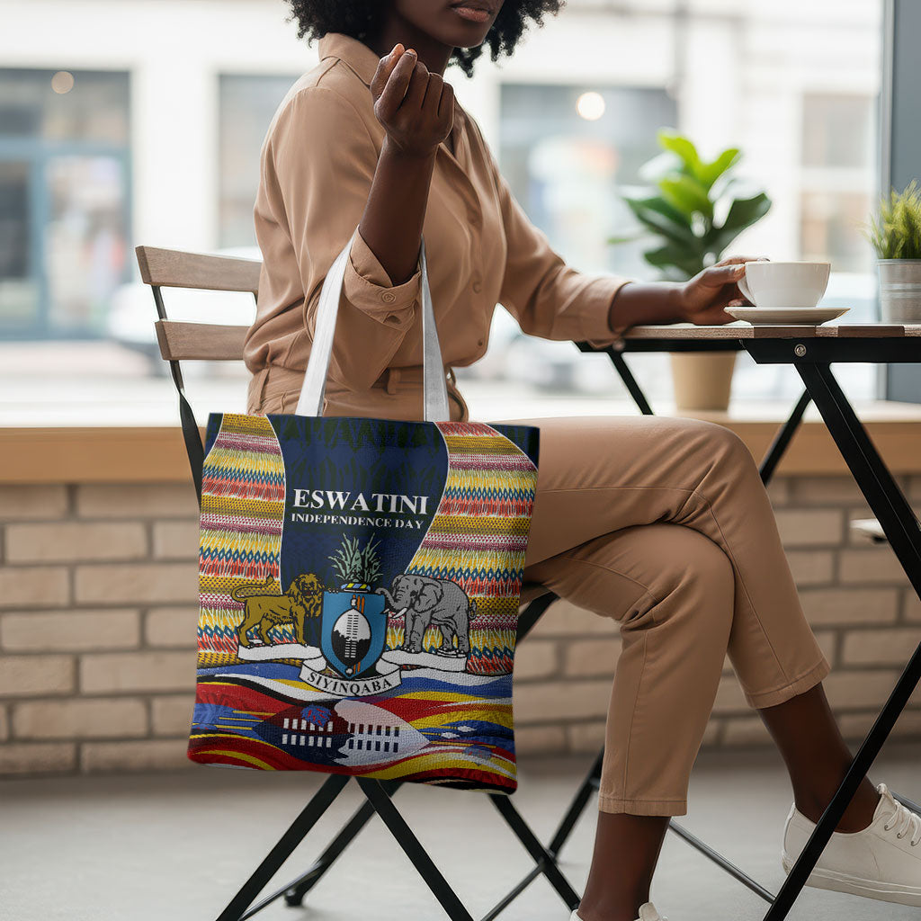 Eswatini Independence Day Tote Bag Freedom Pride - Lion Elephant - Strelitzia Flowers