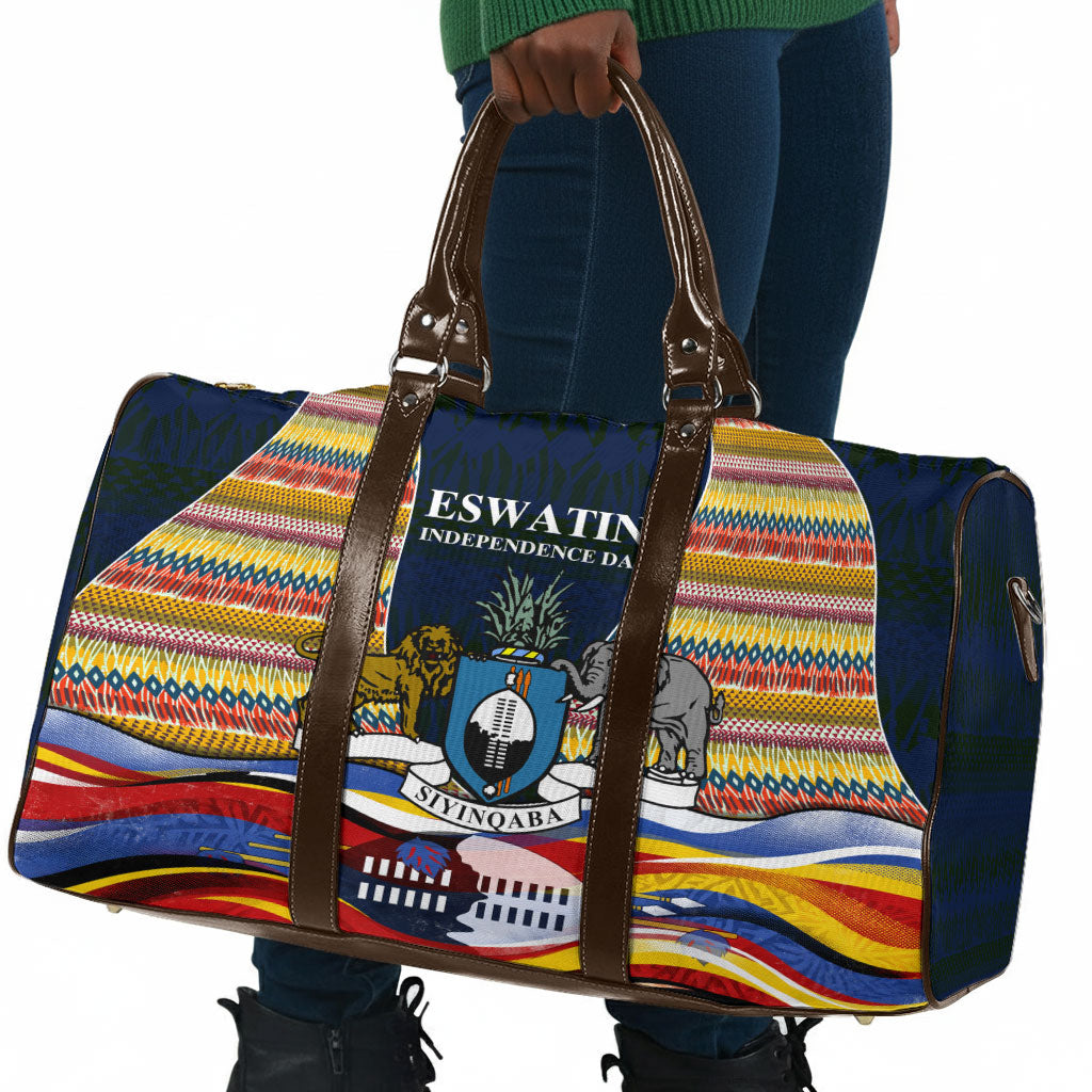 Eswatini Independence Day Travel Bag Freedom Pride - Lion Elephant - Strelitzia Flowers