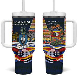 Eswatini Independence Day Tumbler With Handle Freedom Pride - Lion Elephant - Strelitzia Flowers
