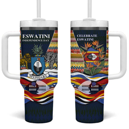 Eswatini Independence Day Tumbler With Handle Freedom Pride - Lion Elephant - Strelitzia Flowers