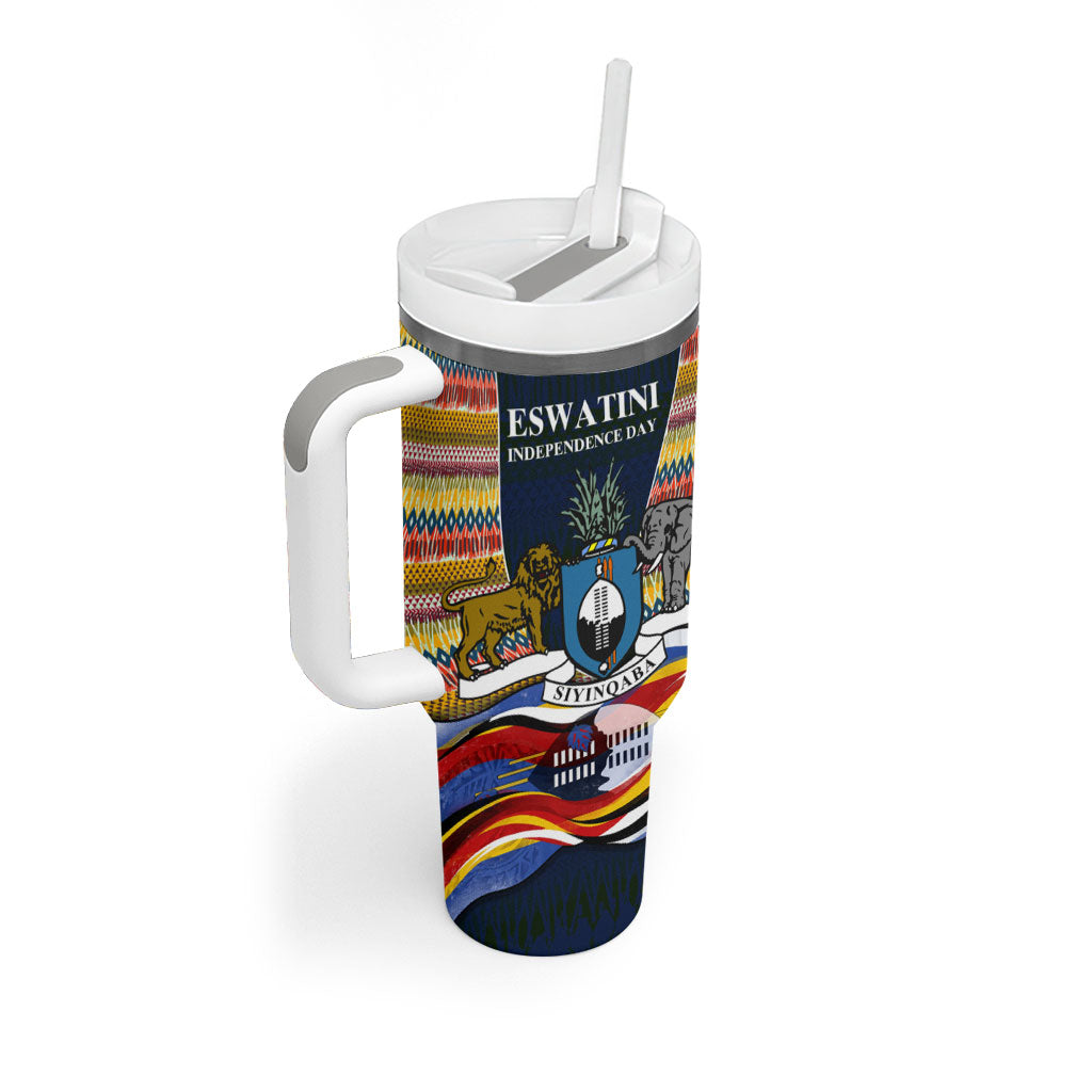 Eswatini Independence Day Tumbler With Handle Freedom Pride - Lion Elephant - Strelitzia Flowers