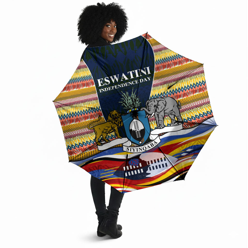Eswatini Independence Day Umbrella Freedom Pride - Lion Elephant - Strelitzia Flowers